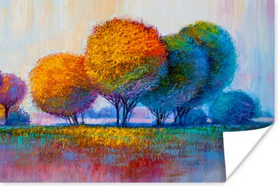 Produktbild von MuchoWow® Poster Malerei - Ölgemälde - Natur - Bäume 180x120 cm - Fotoplakat