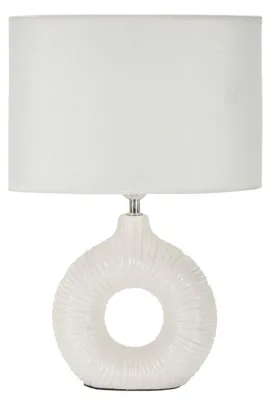 Immagine prodotto di Lampada da tavolo Seta Bianca in Vetroceramica con paralume in tessuto — 28,5×15×43 cm