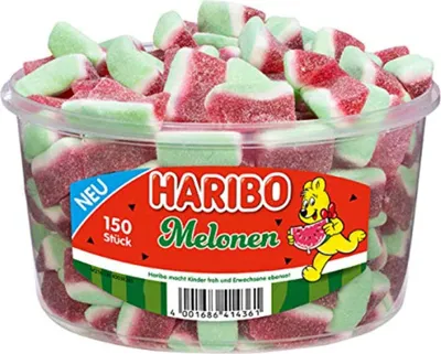 Produktbild von Haribo Melonen Fruchtgummi Wassermelonengeschmack süß sauer 1050g
