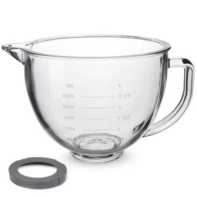 Produktbild von Transparente Glasrührschüssel Geeignet für KitchenAid 5 Qt Kipp-Rührmaschine, Geeignet für 4,5-5 Qt, mit Skala und Griff