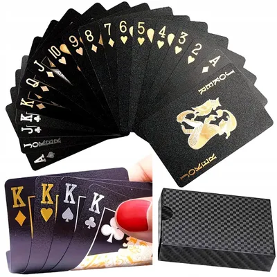 Produktbild von Elegante Wasserdichte Spielkarten Schwarz Gold Glänzend Luxus