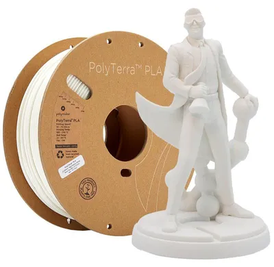 Image de Polymaker PolyTerra PLA, Couleur:Coton White, Taille du filament:1.75mm, Poids:1 kg