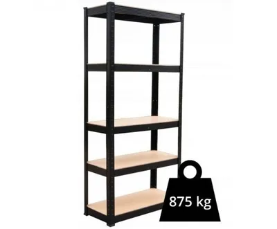 Obrázek produktu pro Kovový regál P9030, 180x90x30, nosnost 875 kg, černý