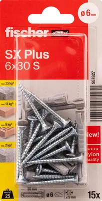 Produktbild von fischer Spreizdübel SX Plus 6 x 30 S K, 15 Stück