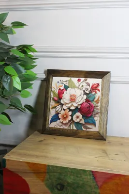 Image de Wallity, Ersytastablo15 - 16, Tableau décoratif encadré, Multicolore, 100 % PIERRE, 15,5 x 15,5 cm