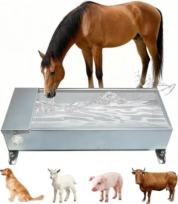Immagine prodotto di Abbeveratoio automatico per cavalli, grande, in acciaio inossidabile, con valvola a bilanciere, ad alta capacità, per cani, cavalli, bovini, caprini e suini