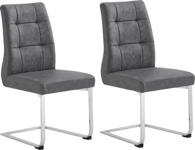 Produktbild von Esszimmerstuhl 2er-Set "MARLEN-XXL" aus Microfaser in grau. Abmessungen (BxHxT) 47x96x62 cm