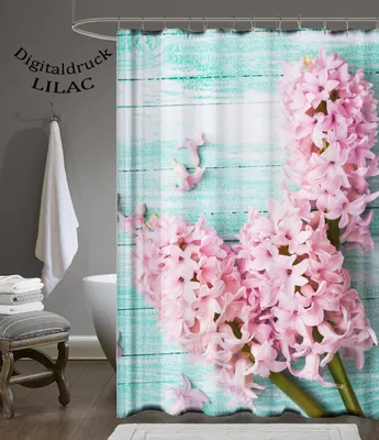 Produktbild von Digitaldruck Qualität Textil Duschvorhang Wannenvorhang LILAC 120x200cm inkl. Ringe