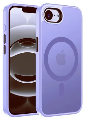 Image de Coque pour iPhone 16e, Protection Anti-Rayures Antichoc avec Anneau Magnétique - Translucide Violet