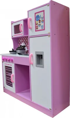 Produktbild von 4iQ Spielküche Speilzeug Küche aus Holz für Kinder NIKOLA Pink 102x32x101 cm
