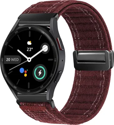 Produktbild von Smartwatch Armband für Samsung Galaxy Watch5 Pro 45mm Nylon Textil Band Ersatzband Wechselband Magnetverschluss flexibel atmungsaktiv Rot Weinrot
