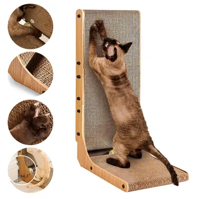 Produktbild von Kratzbrett Katze, 68 cm Hohe L Förmige Kratzpappe für Katzen, Katzenkratzbrett, Super stabil Katzenspielzeug Katze, Langlebige Kratzpappe für Katzen