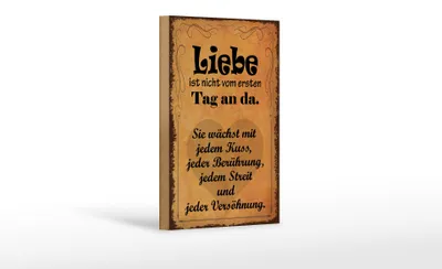Produktbild von Holzschild Spruch 12x18cm Liebe ist nicht vom ersten Tag