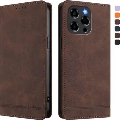 Produktbild von Hülle für Doogee Note 58 /Note 58 Pro, Retro Kunstleder Ständer Klapphülle mit Kartenfächer und Magnetische Braun