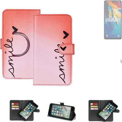 Produktbild von K-S-Trade Schutzhülle Handyhülle kompatibel mit TCL 50 NXTPAPER 5G Hülle cover bookstyle Etui ''smile'' rot Standfunktion Kameraschutz (1Stk)