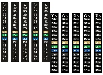 Produktbild von Wasser Temperatur Sticker, selbstklebend, 10 Stück, 10-40 °C, für Aquarium