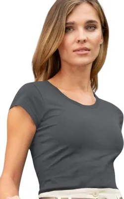 Produktbild von Exklusives Damen-T-Shirt, 100% Baumwolle, unbedruckt, einfarbig, 160g/m2, Farbe hellgrau, Größe XL