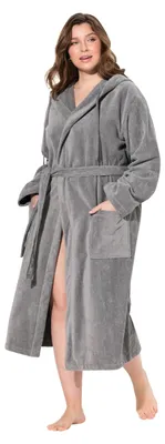 Produktbild von Ulla Popken Damen große Größen Übergrößen Plus Size Bademantel, Kapuze, Gürtel,
