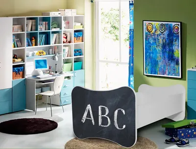 Image de Lit d'enfant « Gonzalo » 80 x 160 cm, lit simple, blanc, motif au choix