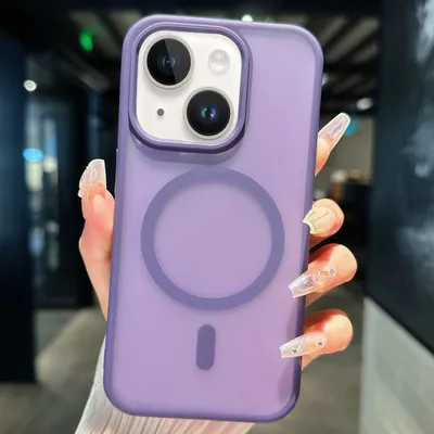 Productafbeelding van Transparante TPU-hybride telefoonhoes van PC voor iPhone 15 Plus met MagSafe-functionaliteit (paars)