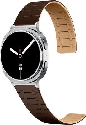 Image de Bracelet magnétique en silicone bicolore pour Samsung Galaxy Watch 8 / 8 Classic, marron