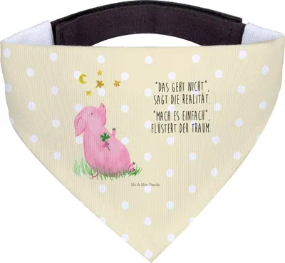 Produktbild von Mr. & Mrs. Panda Halstuch Für Hunde Schwein Glück - Gelb Pastell - Geschenk, Hals Tuch, Motivation, Schweinchen, Dreieckstuch, Sterne, Lustige Sprüche, Hundetuch, Hund