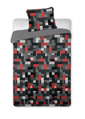 Immagine prodotto di Biancheria da letto in cotone 140x200 + 70x90 - mattoncini LEGO nero 025