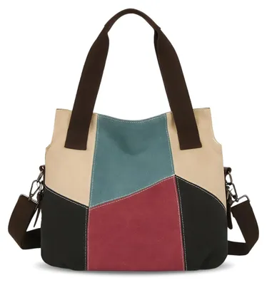 Image de Elzusha - Sac cabas rétro en toile, fermeture à glissière