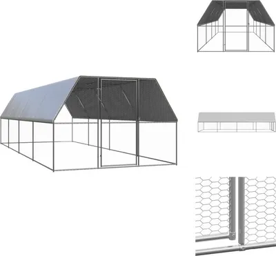 Zdjęcie produktu dla vidaXL Zewnętrzna klatka dla kur 3x8x2 m Ocynkowana stal - Siedliska i wybiegi dla małych zwierząt