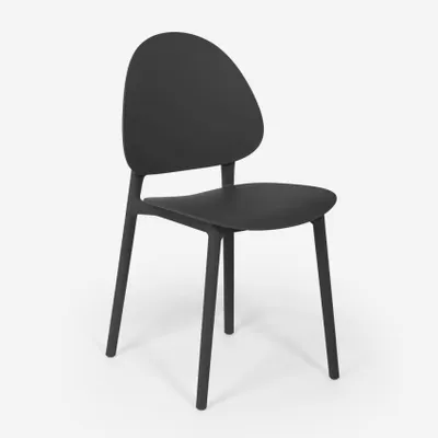 Immagine prodotto di Sedia moderna per cucina, terrazza e sala da pranzo in polipropilene - Gladys - Nero