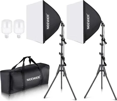 Obrázek produktu pro Sada softboxů 60 × 60 cm s paticí E27 – studiové osvětlení 700 W – pro portrétní fotografii – produktovou fotografii – videozáznamy – X01NSK234
