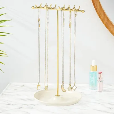Produktbild von Schmuckständer 30 cm, 16 Haken, Keramikbasis, für Ringe