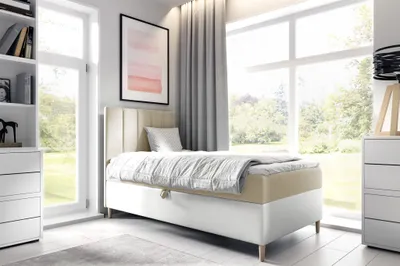 Produktbild von Boxspringbett Gästebett Kinderbett HELVI Nr.1 100x200cm Weiss-Beige