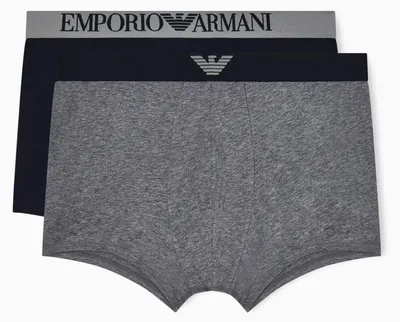 Produktbild von EMPORIO ARMANI Herren 2-Pack Trunk Badehose, Grey Mel/Armani Blue, L