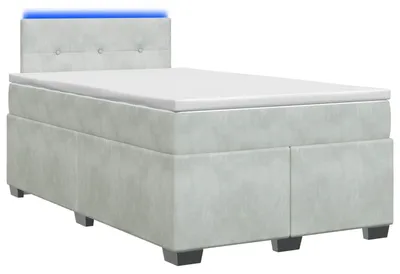 Obrázok produktu pre vidaXL Posteľ s pružinovou základňou, matracom a LED osvetlením, svetlosivá, 120 x 190 cm, s čalúnením z velúru