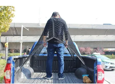 Zdjęcie produktu dla Elastyczna siatka transportowa do ciężarówek, 1,2 m x 1,2 m, rozciągana do 2,1 m x 2,1 m, dwuwarstwowa