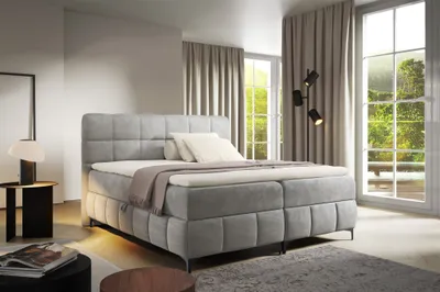 Produktbild von Boxspringbett Schlafzimmerbett SOPHIE 140x200cm Stoff Salvador Silbergrau