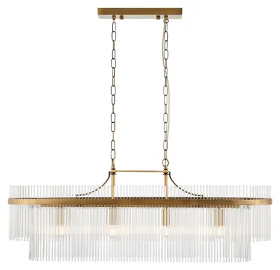 Immagine prodotto di Lampada a sospensione MARIETTA in ottone anticato, 4xE14x15W, vetro, dimensioni: 193x100x20 cm, IP20, Endon