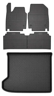 Produktbild von Gummimatten + Kofferraumwanne für Kia EV6 2021- (Standard-Kofferraum) – Schwarz, passgenau – Wielganizator SolidPRO