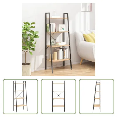 Immagine prodotto di The Living Store Scaffale in piedi 4 ripiani marrone chiaro e nero 56x35x140 cm