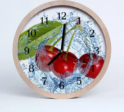 Produktbild von Holzuhr 30fi cm wanduhr - Obst Kirschen