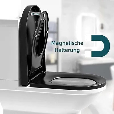Produktbild von Famanu Toilettensitz Duroplast mit Schnellverschluss - Schwarz