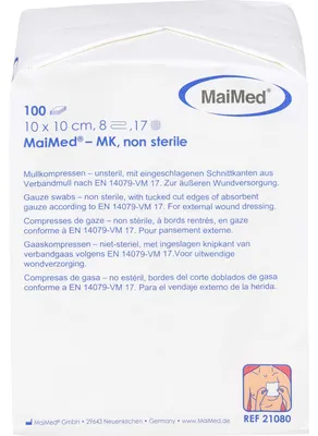 Immagine prodotto di MULLKOMPRESSEN 10x10cm 8 pieghe non sterili, 100 pz COM