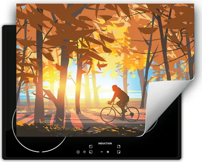 Produktbild von DarHaus Herdabdeckplatte 70x52 cm Anti Rutsch Matte Aufrollbar, Herbst - Wald