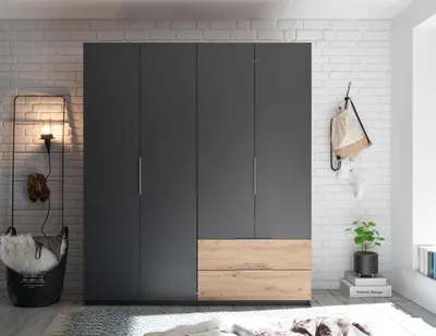 Produktbild von Kleiderschrank Schlafzimmerschrank Holzschrank Kleideraufbewahrung "Filberto I" Graphit/Artisan Eiche