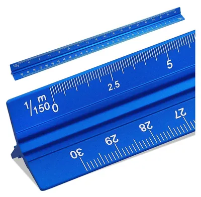 Produktbild von 1 Stück 30 cm langes Dreiecklineal aus Aluminiumlegierung - blau