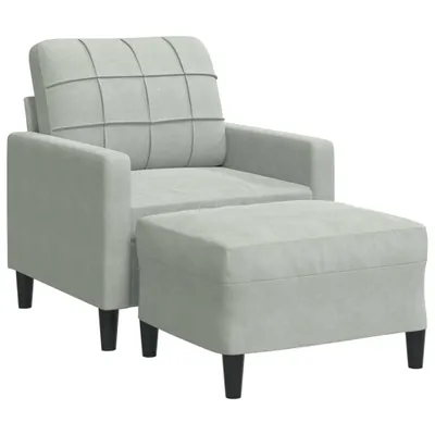 Image de Fauteuil avec repose-pied Gris clair 60 cm Velours