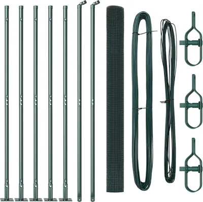 Produktbild von Möbel Geschweißter Drahtzaun mit 7 Flanschpfosten Grün 1,4x10 m Stahl - Metallzäune 3352408