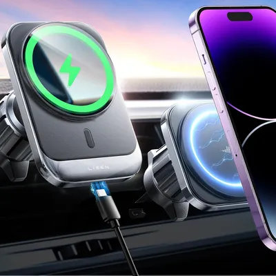 Produktbild von LISEN 15W Wireless Charger Handyhalterung Auto Klemme Ladefunktion KFZ Android