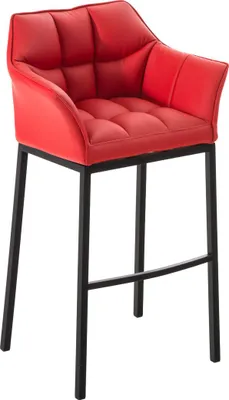 Produktbild von Barhocker GIBEL - Kunstleder Rot 64x48x110 cm Schwarz | Barstuhl Mit Lehne Tresenhocker Tresenstuhl Kneipenhocker Kneipenstuhl
